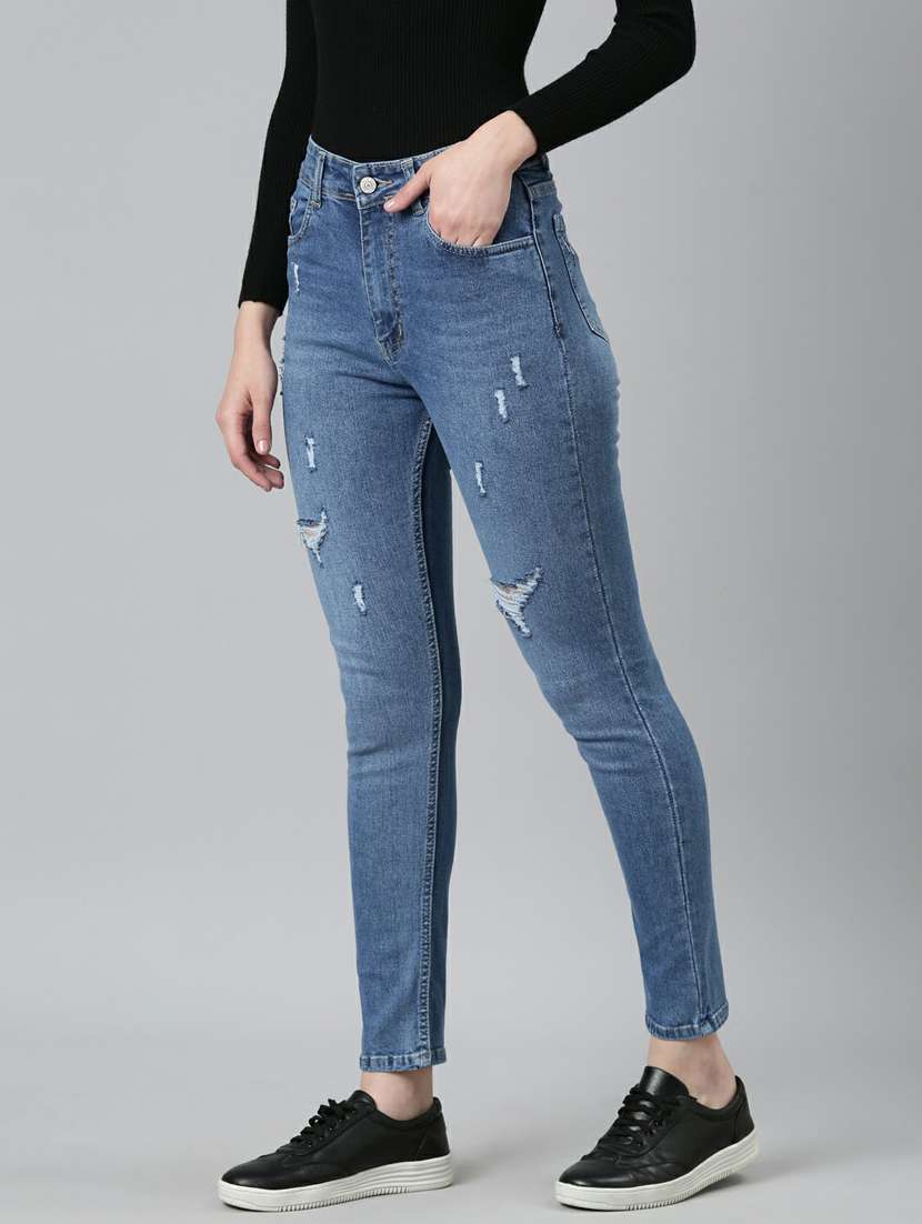 women's distress slim fit jeans - 20249746 -  Standard Image - 1