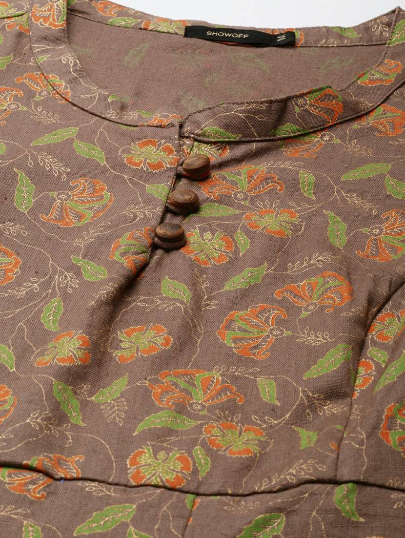 women mandarin collar floral  a-line top - 20251193 -  Standard Image - 6