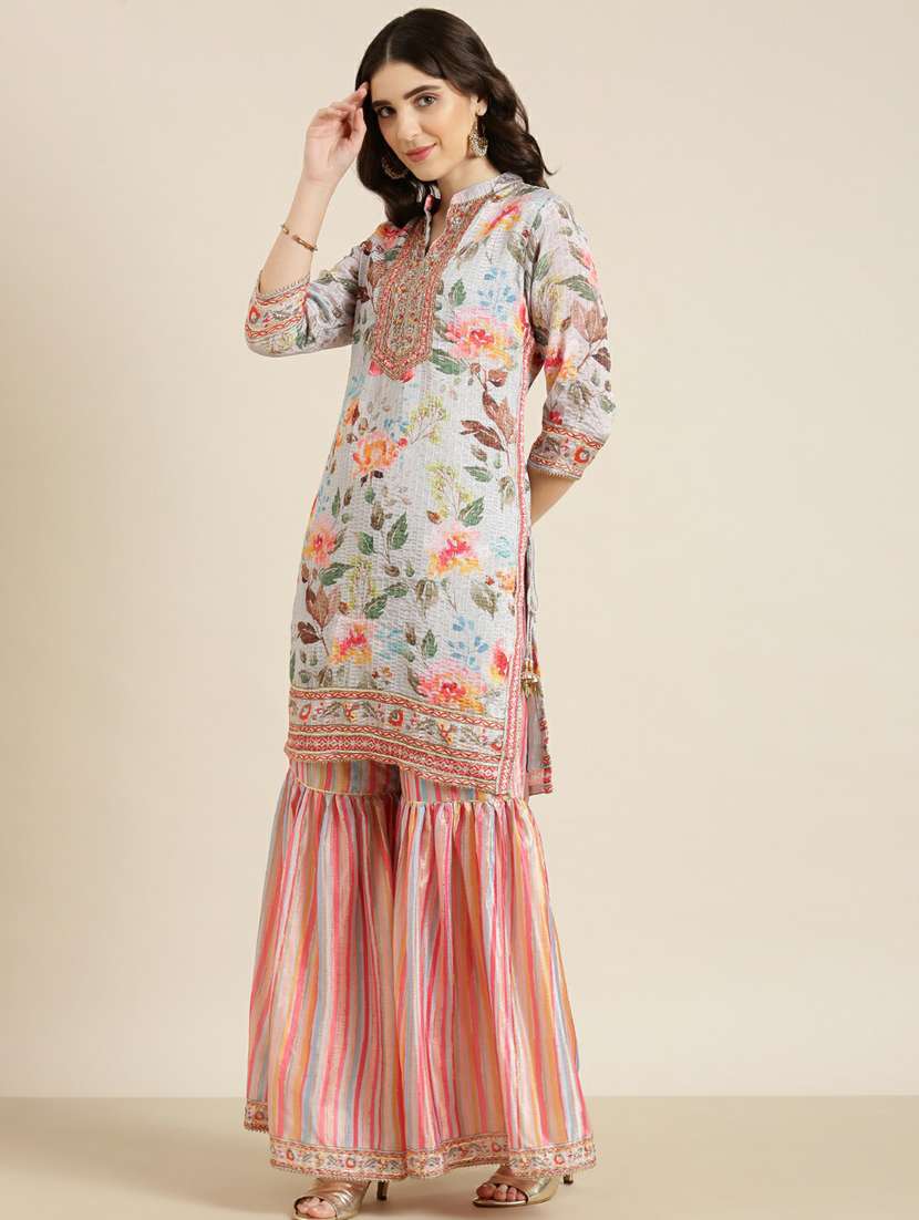 women floral printed kurta sharara set with dupatta - 20251248 -  Standard Image - 1