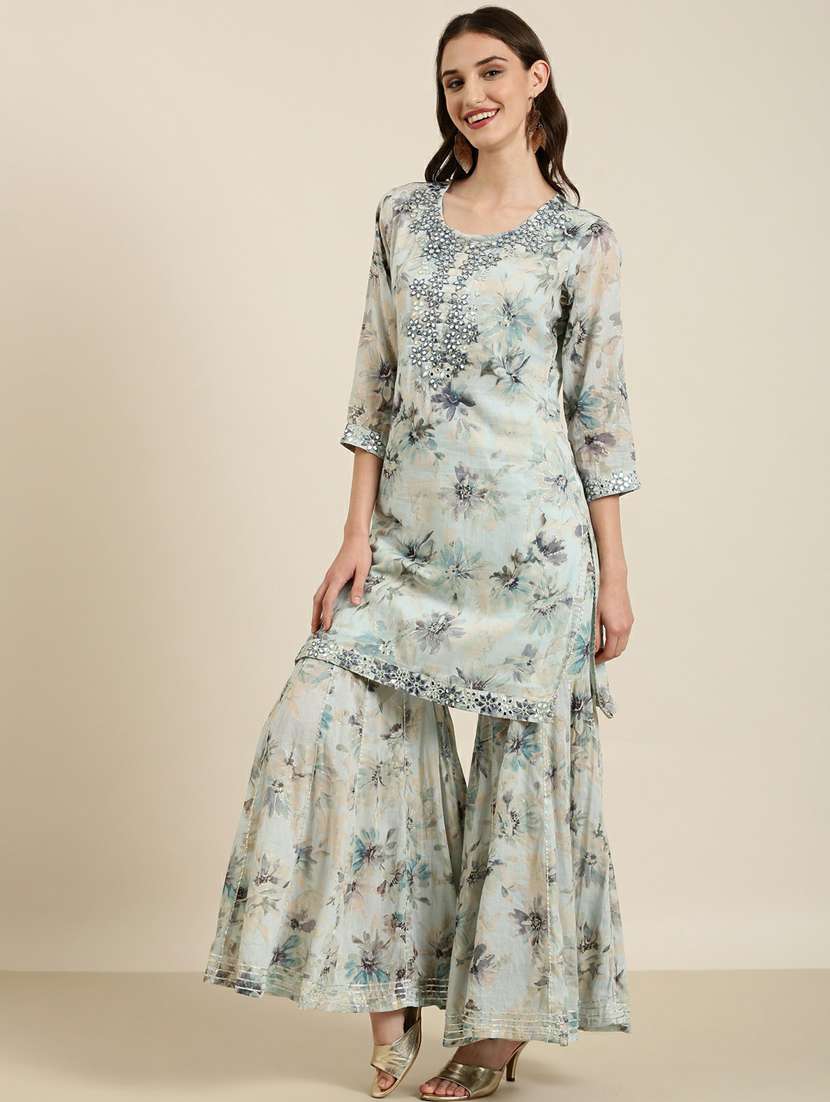 women floral printed kurta sharara set with dupatta - 20251268 -  Standard Image - 1