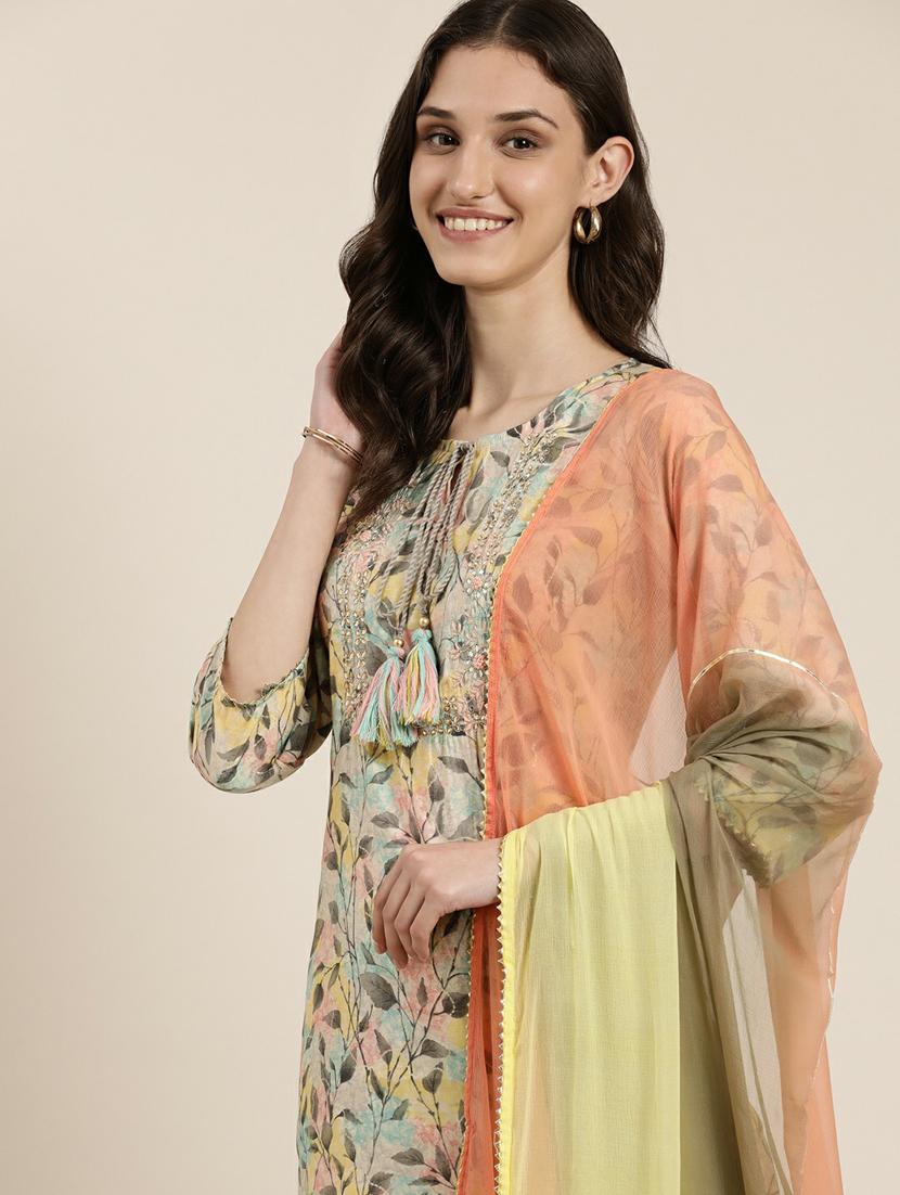 women printed kurta sharara set with dupatta - 20251270 - Standard Image - 4