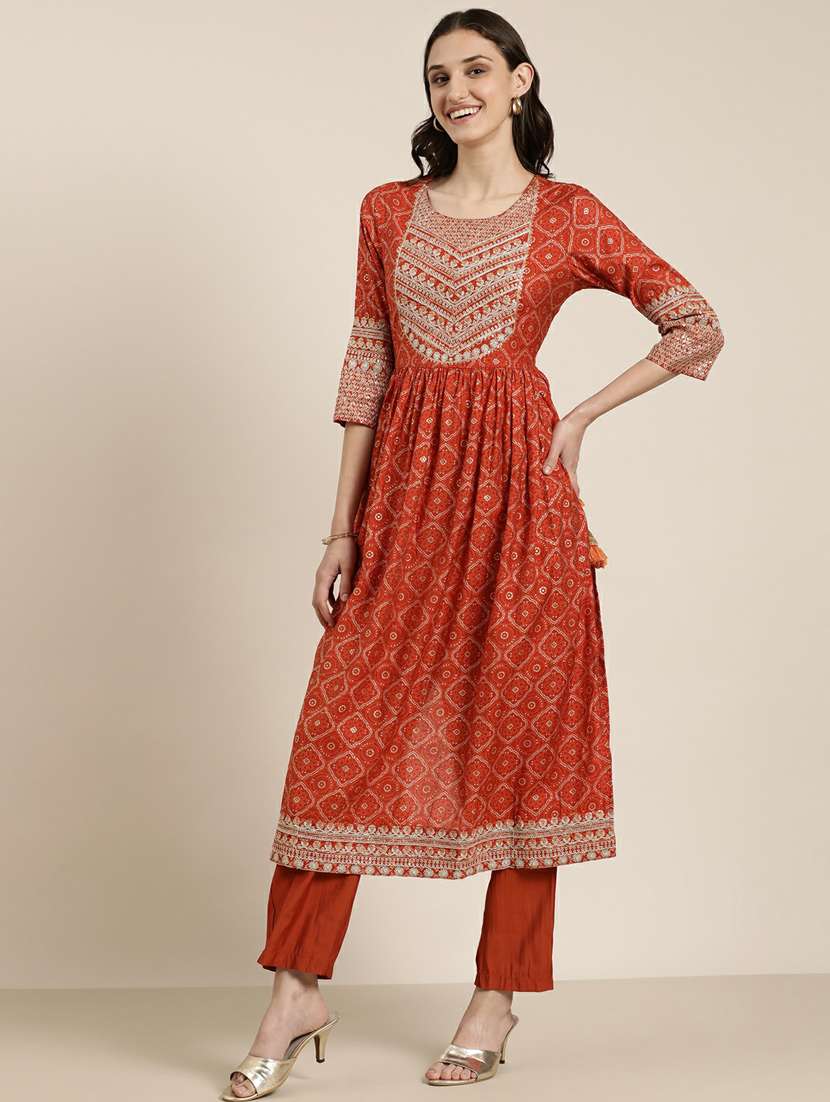 women bandhani printed kurta pant set with dupatta - 20251289 -  Standard Image - 1