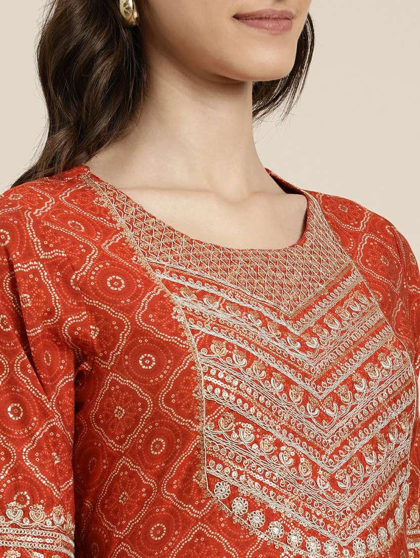 women bandhani printed kurta pant set with dupatta - 20251289 -  Standard Image - 6