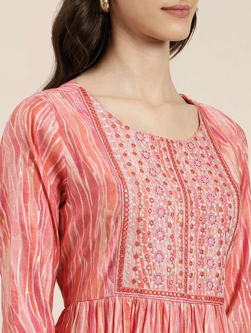 women abstract round neck kurta pant set with dupatta - 20251292 -  Standard Image - 6