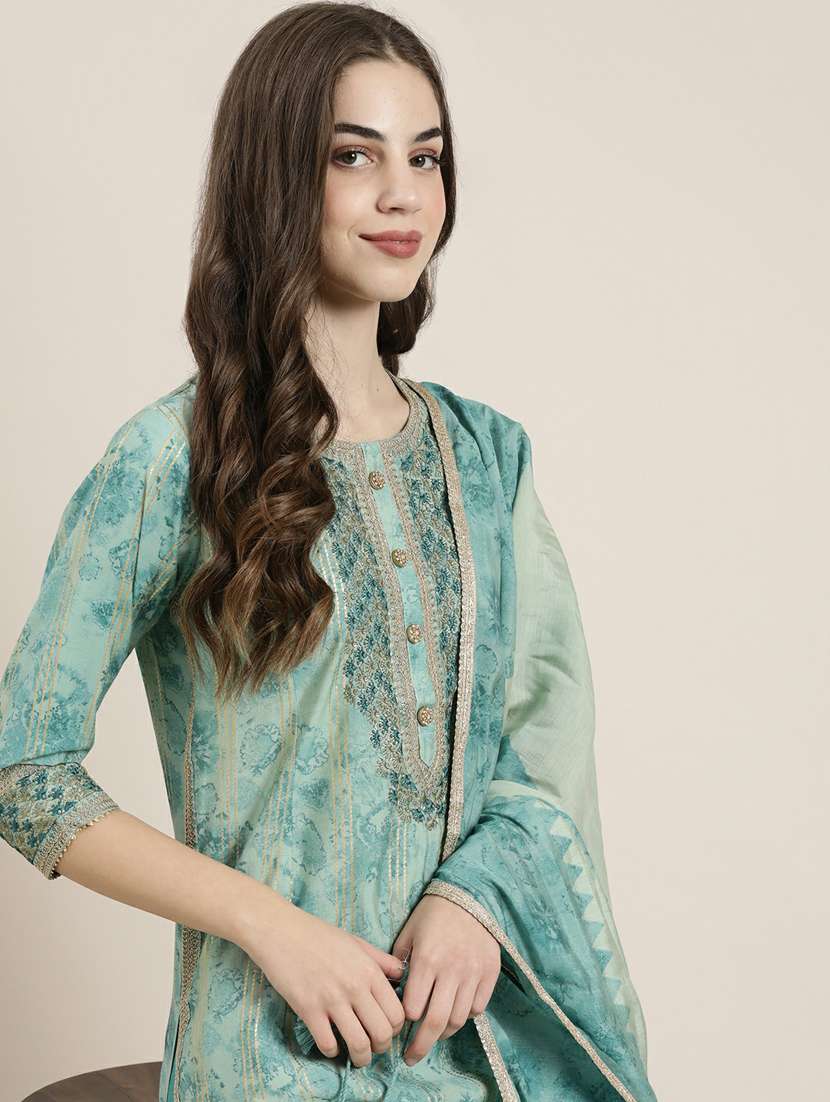 women's green kurta pant set with dupatta - 20251294 -  Standard Image - 4