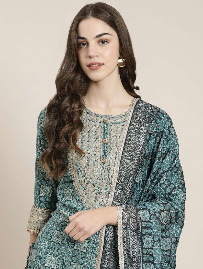 women printed kurta sharara set with dupatta - 20251296 - Standard Image - 4