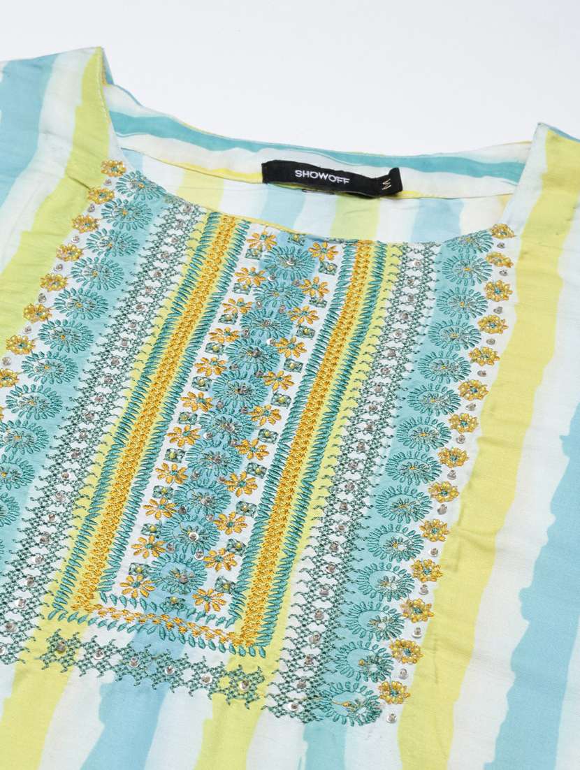 women stripes kurta pant set with dupatta - 20251301 -  Standard Image - 6