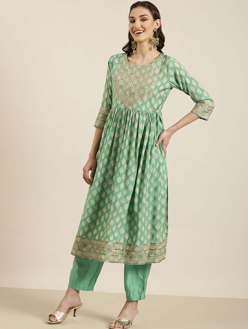 women block print kurta pant set with dupatta - 20251303 -  Standard Image - 1