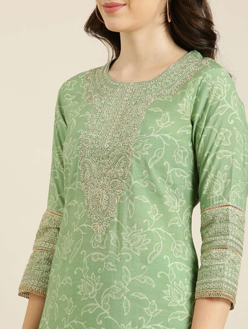 women floral round neck kurta sharara set with dupatta - 20251327 -  Standard Image - 6