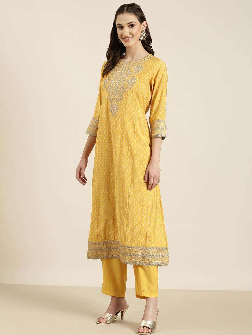 women yellow printed kurta pant set with dupatta - 20251351 -  Standard Image - 1
