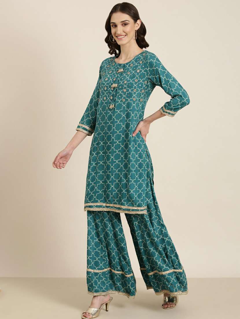 women geometric kurta sharara set with dupatta - 20251388 - Standard Image - 1