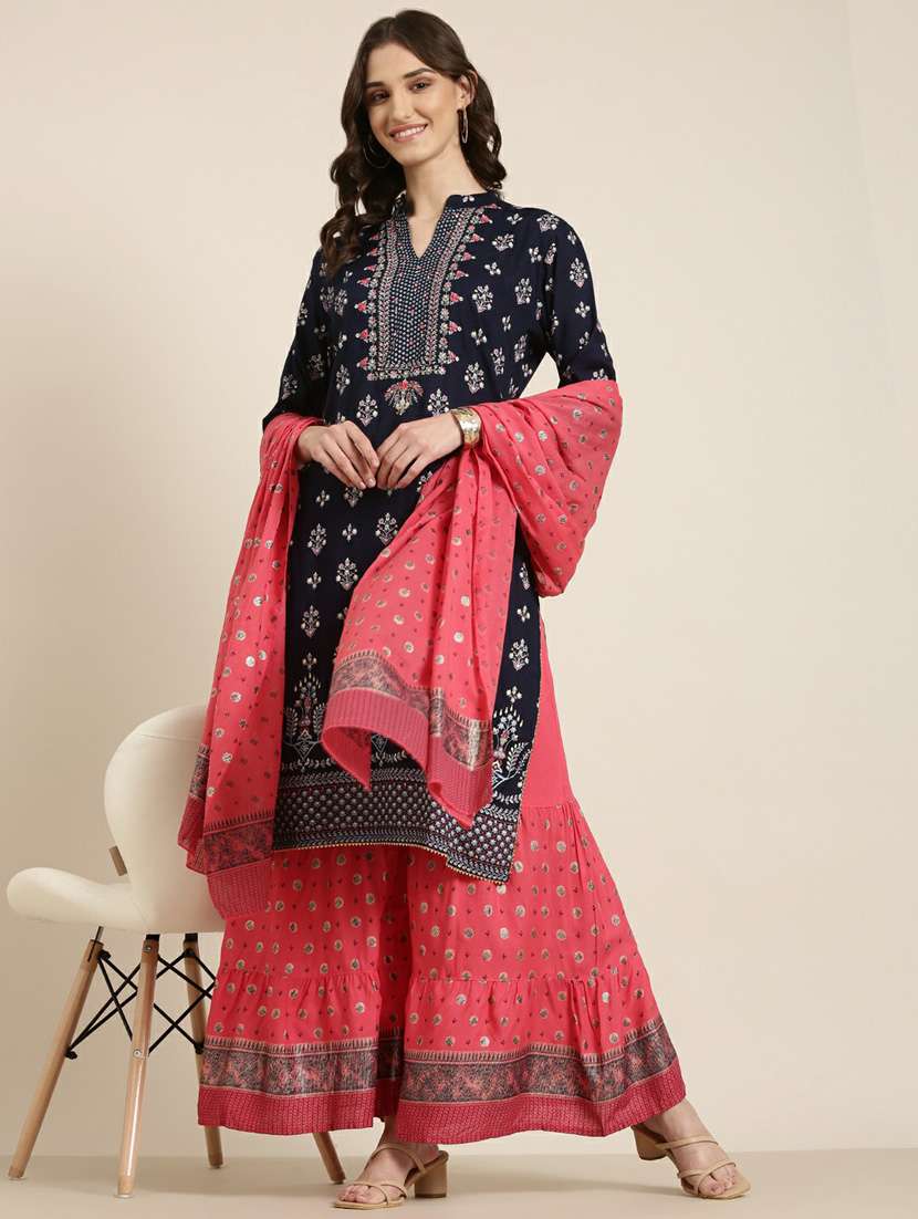 women floral kurta sharara set with dupatta - 20251402 -  Standard Image - 4