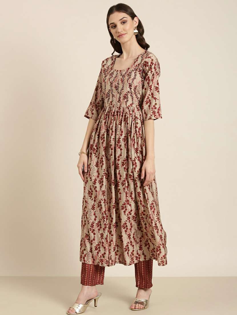 women floral printed round neck kurta pant set - 20251407 -  Standard Image - 1