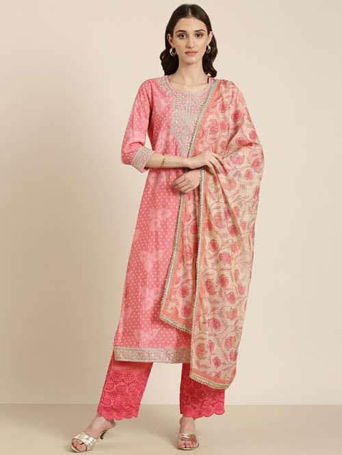 women printed kurta palazzo set with dupatta - 20251409 -  Standard Image - 0