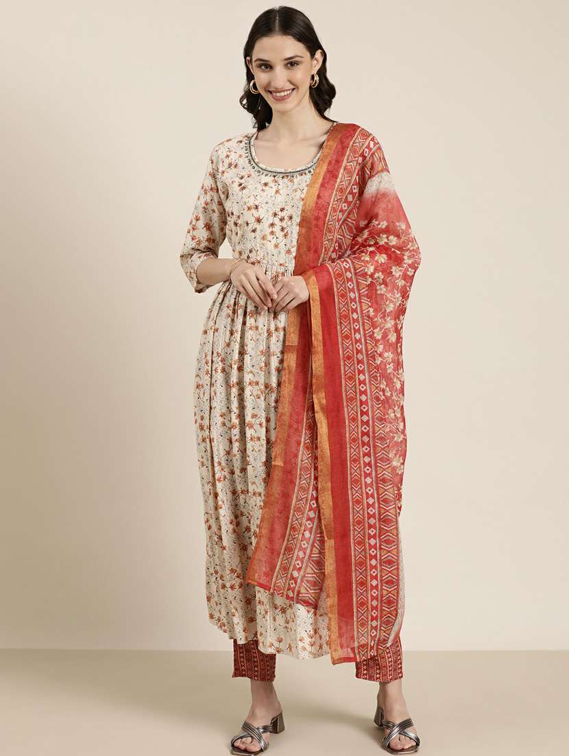 women floral kurta pant set with dupatta