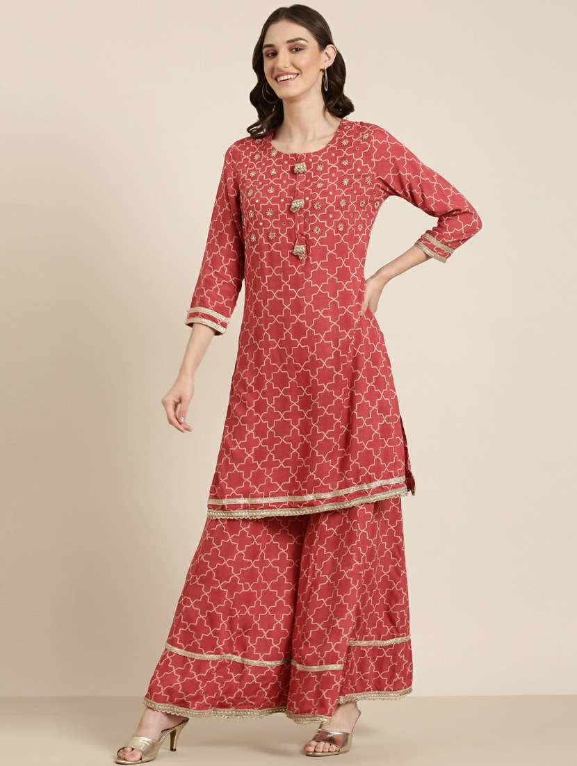 women geometric kurta sharara set with dupatta - 20251419 - Standard Image - 1