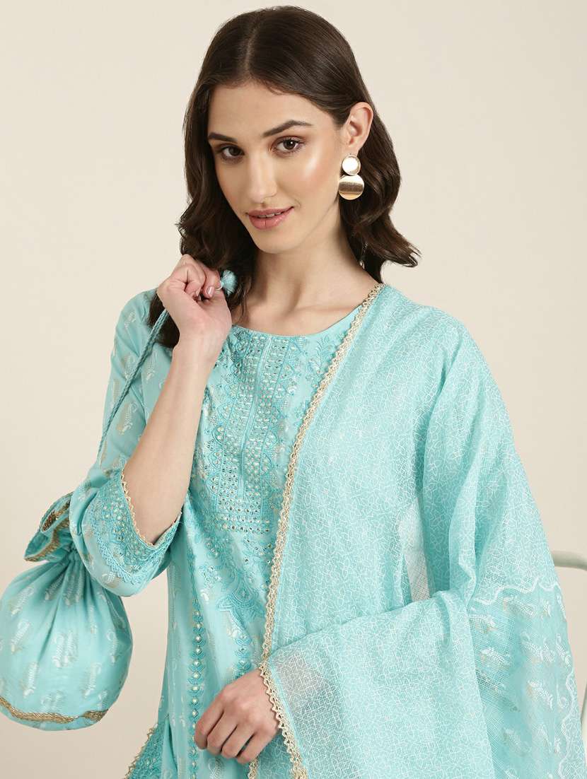 women embroidered kurta sharara set with dupatta - 20251421 -  Standard Image - 4