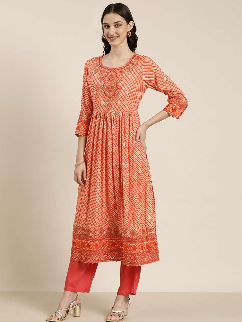 women leheriya kurta palazzo set with dupatta - 20251425 -  Standard Image - 1
