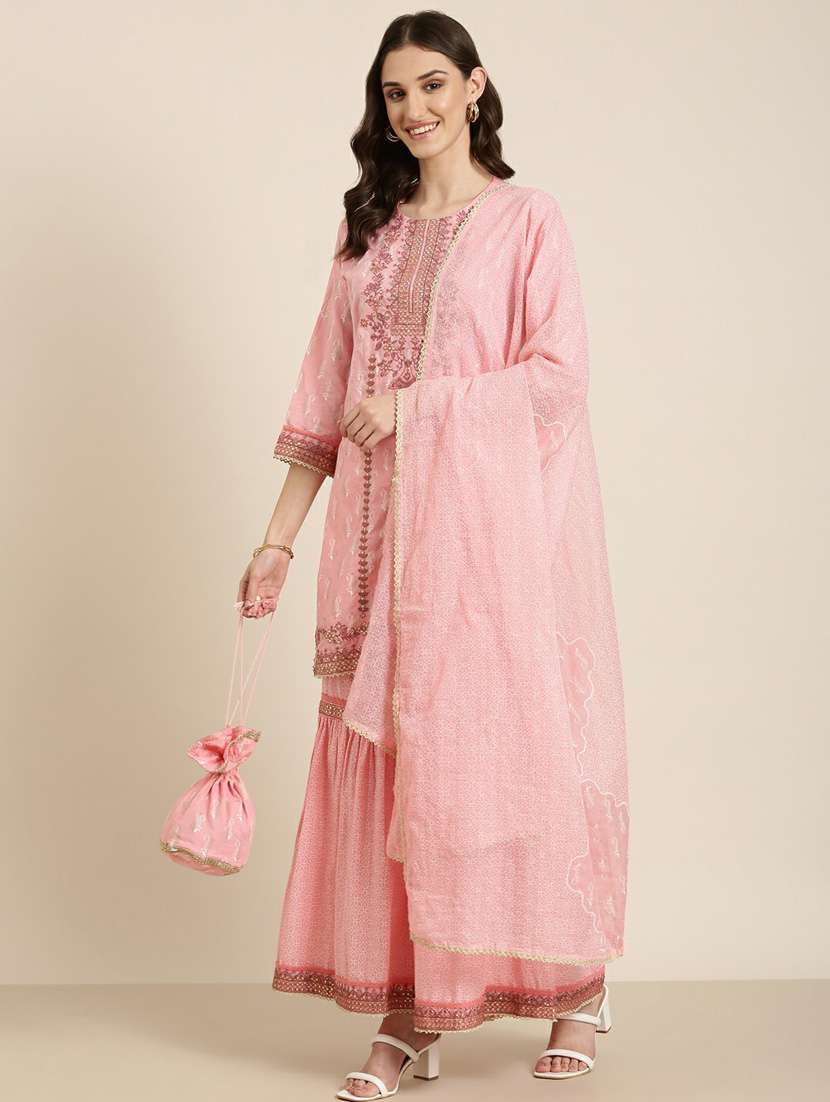 women paisley kurta sharara set with dupatta - 20251426 -  Standard Image - 1