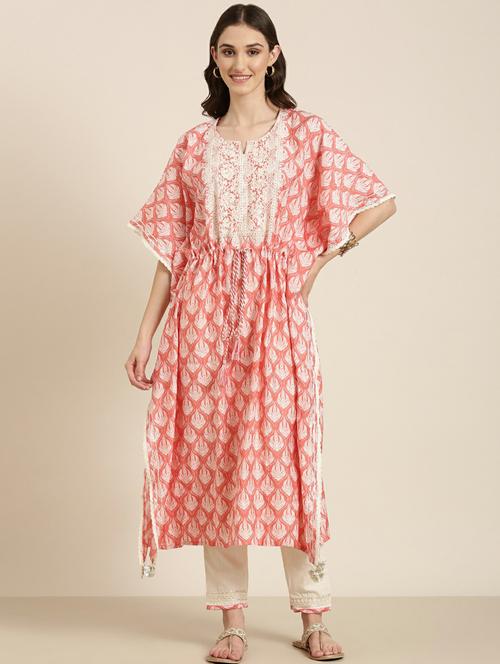 women printed notch neck kaftan set - 20251433 -  Standard Image - 0