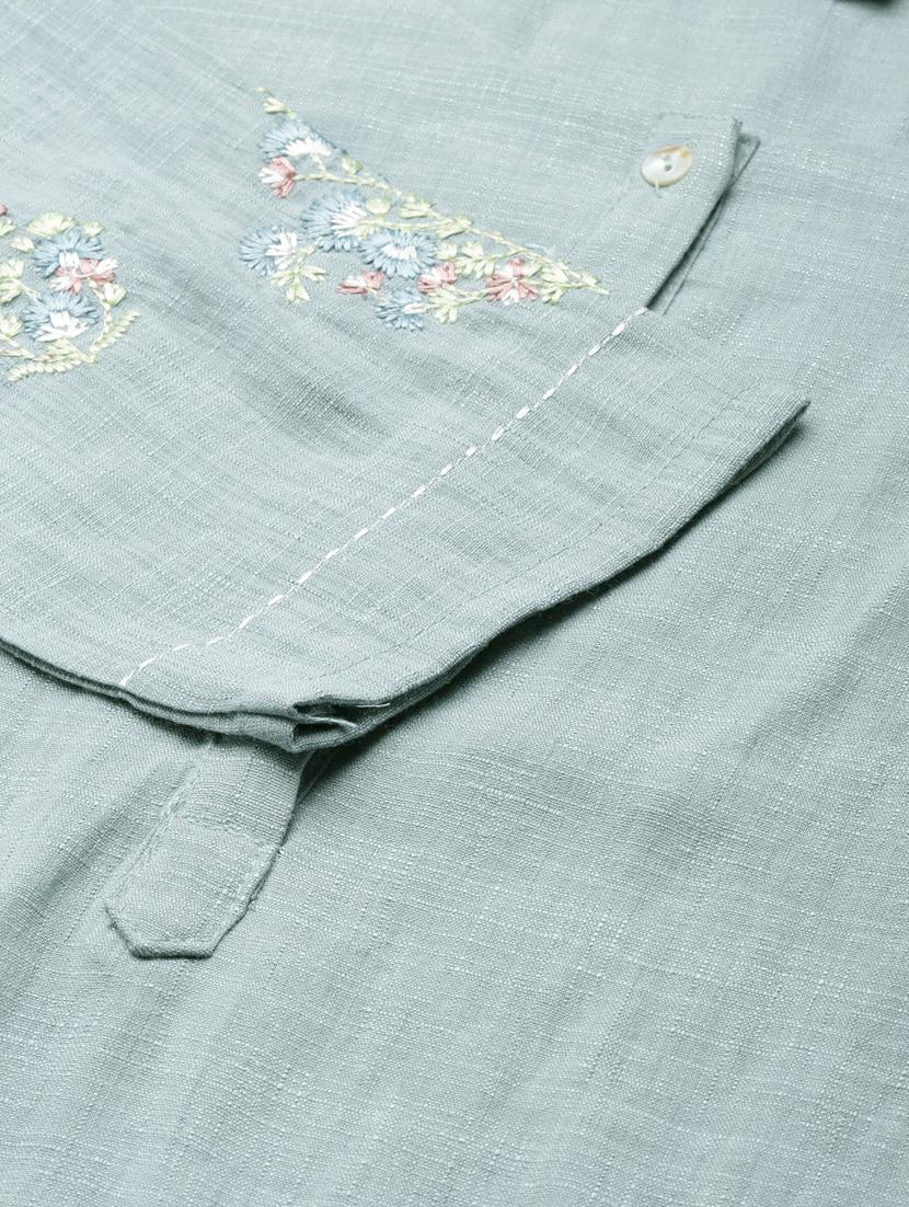 women's grey round neck straight kurta - 20252229 - Standard Image - 6