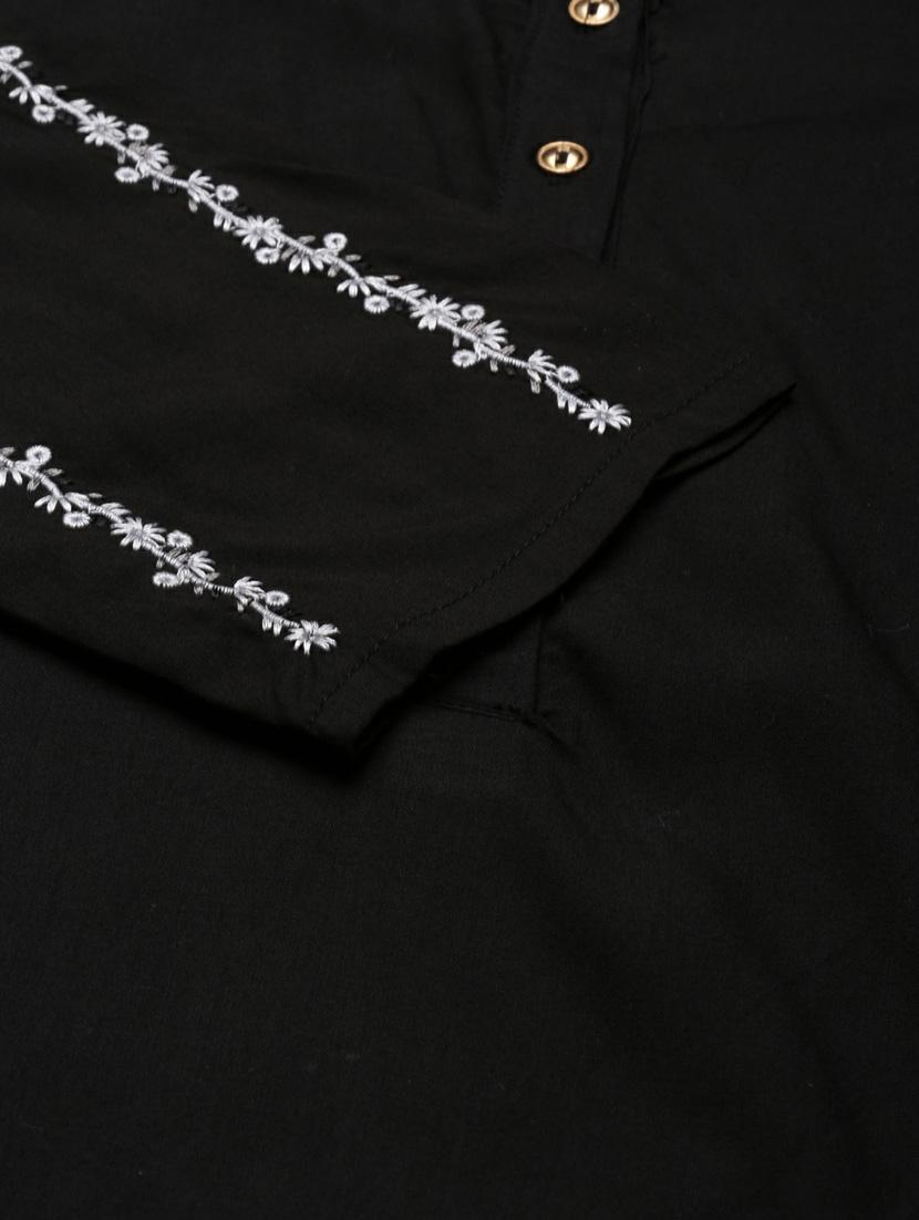 women's black round neck straight kurta - 20252262 - Standard Image - 6