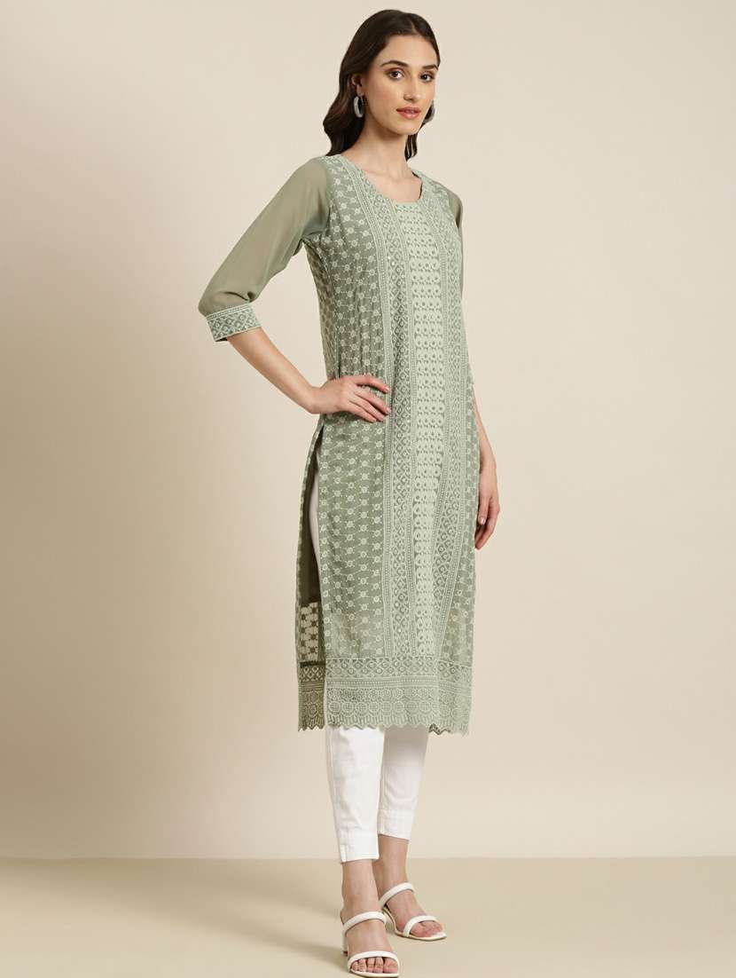 women embroidered straight kurta - 20252304 -  Standard Image - 1