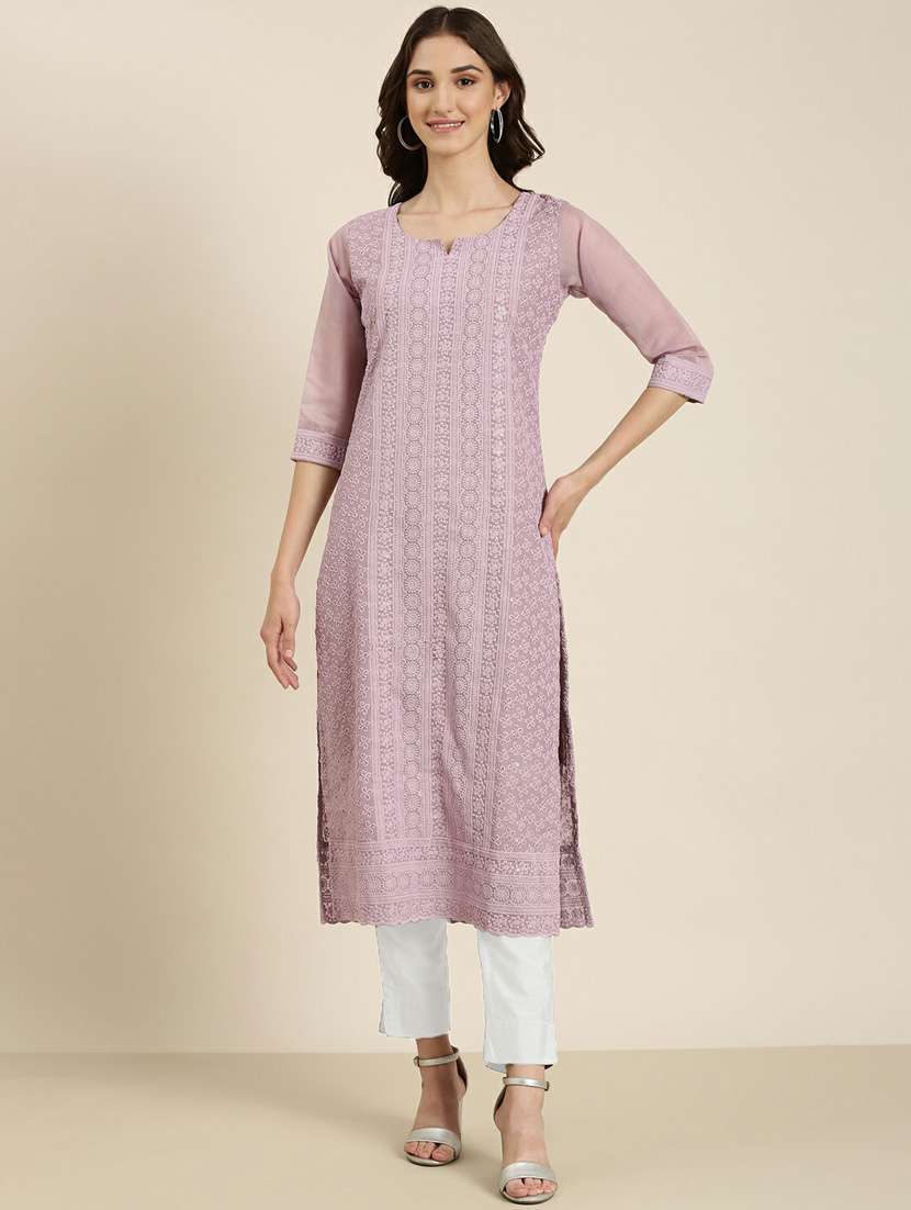 women embroidered straight kurta