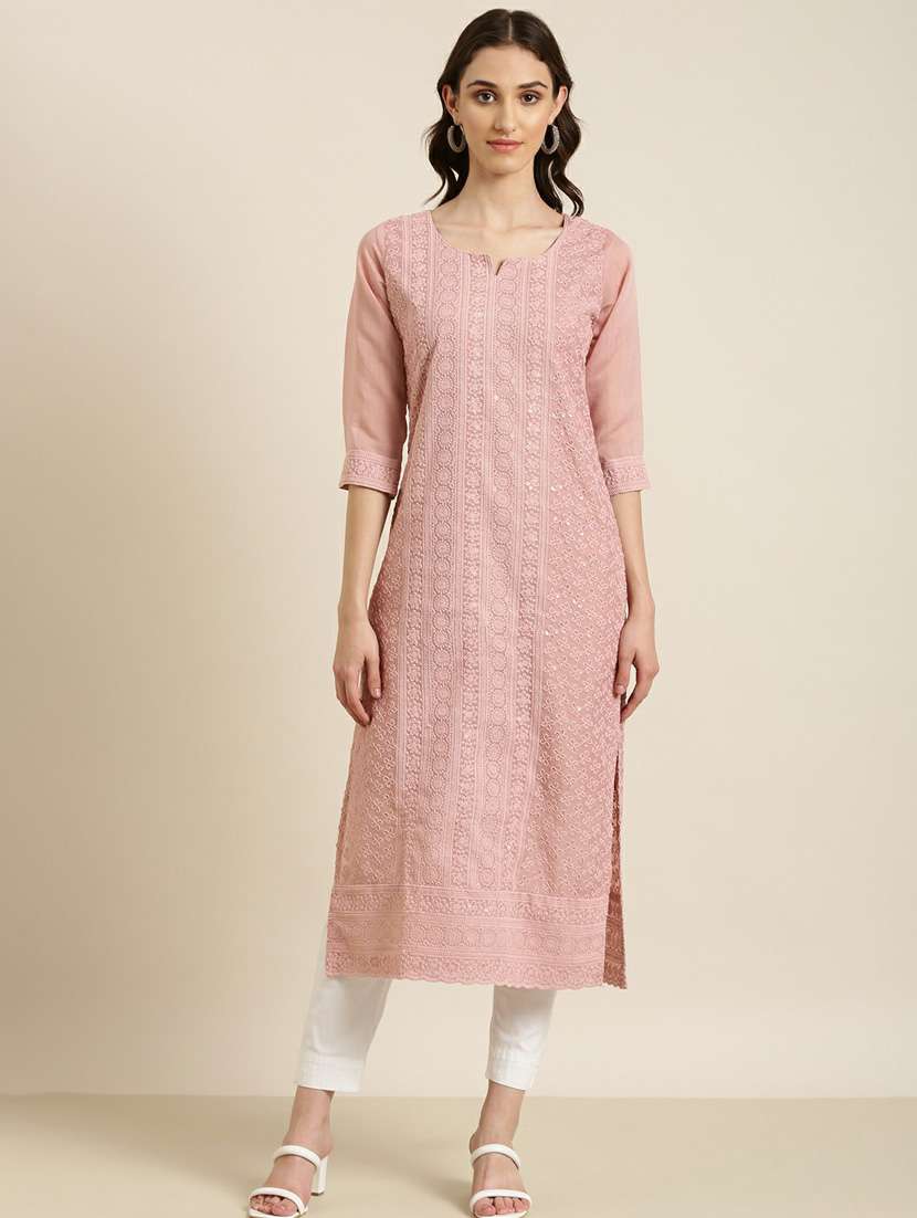 women embroidered straight kurta