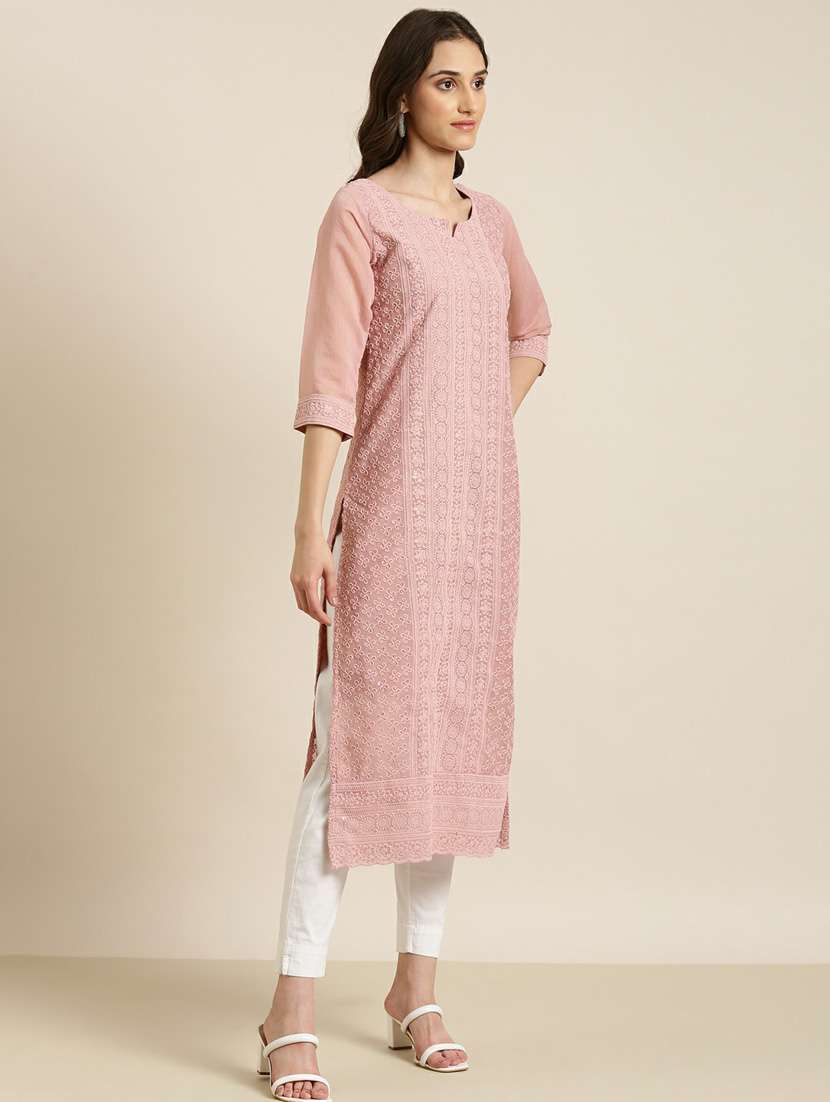 women embroidered straight kurta - 20252317 -  Standard Image - 1