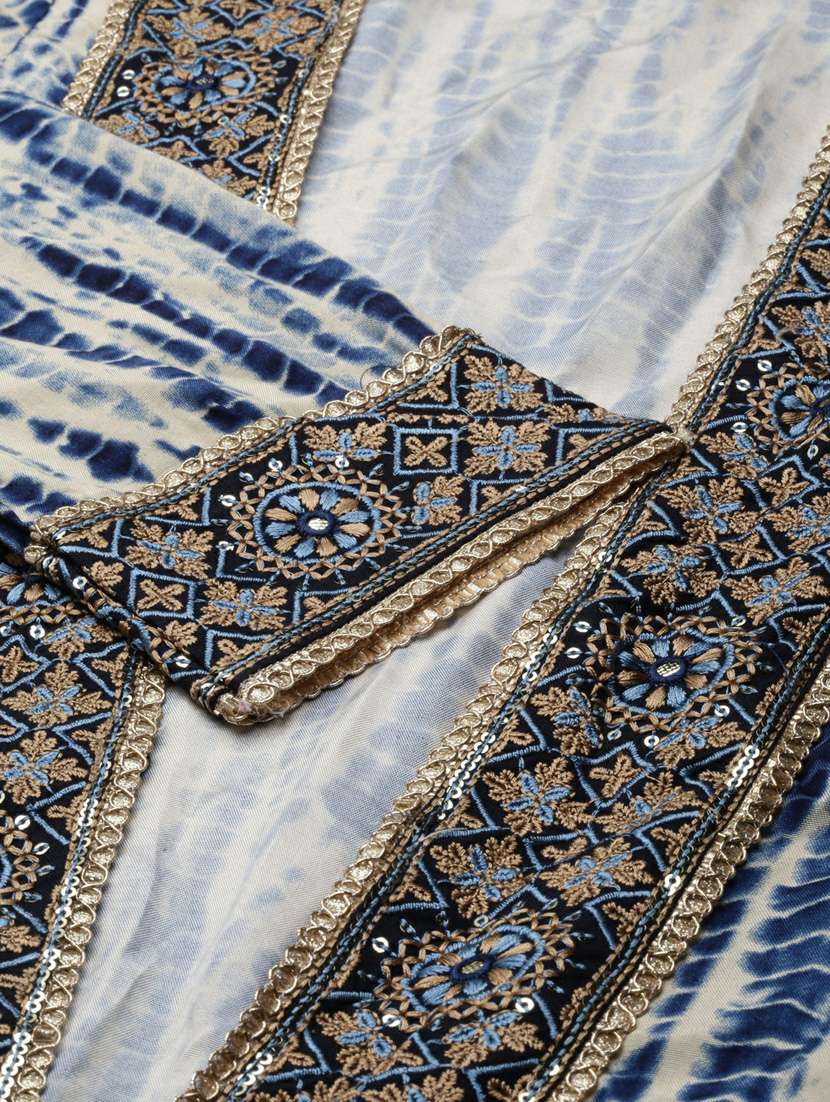 navy embroidered kurta with jacket - 20252351 -  Standard Image - 6