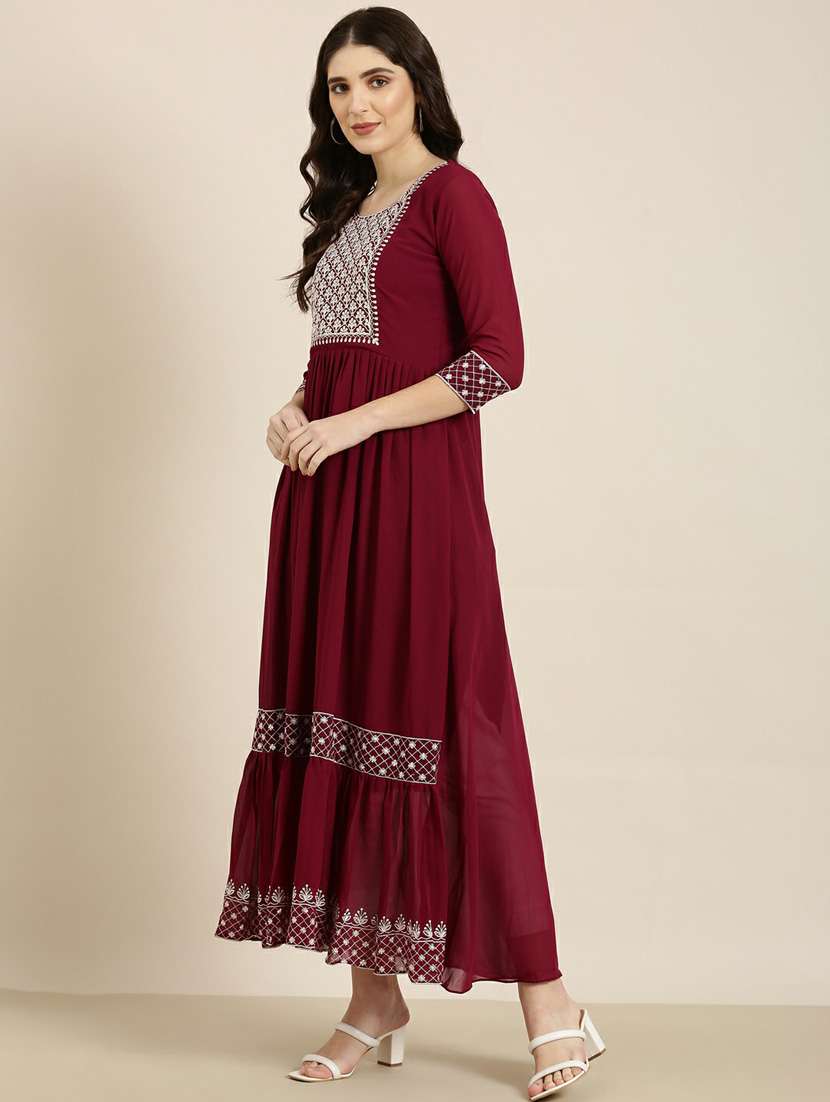 women embroidered tiered kurta - 20252391 -  Standard Image - 1