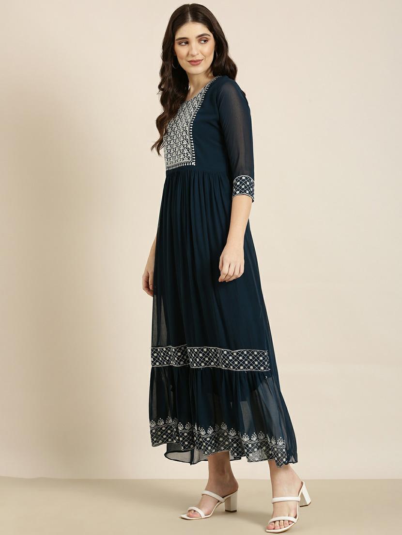 women embroidered tiered kurta - 20252392 -  Standard Image - 1