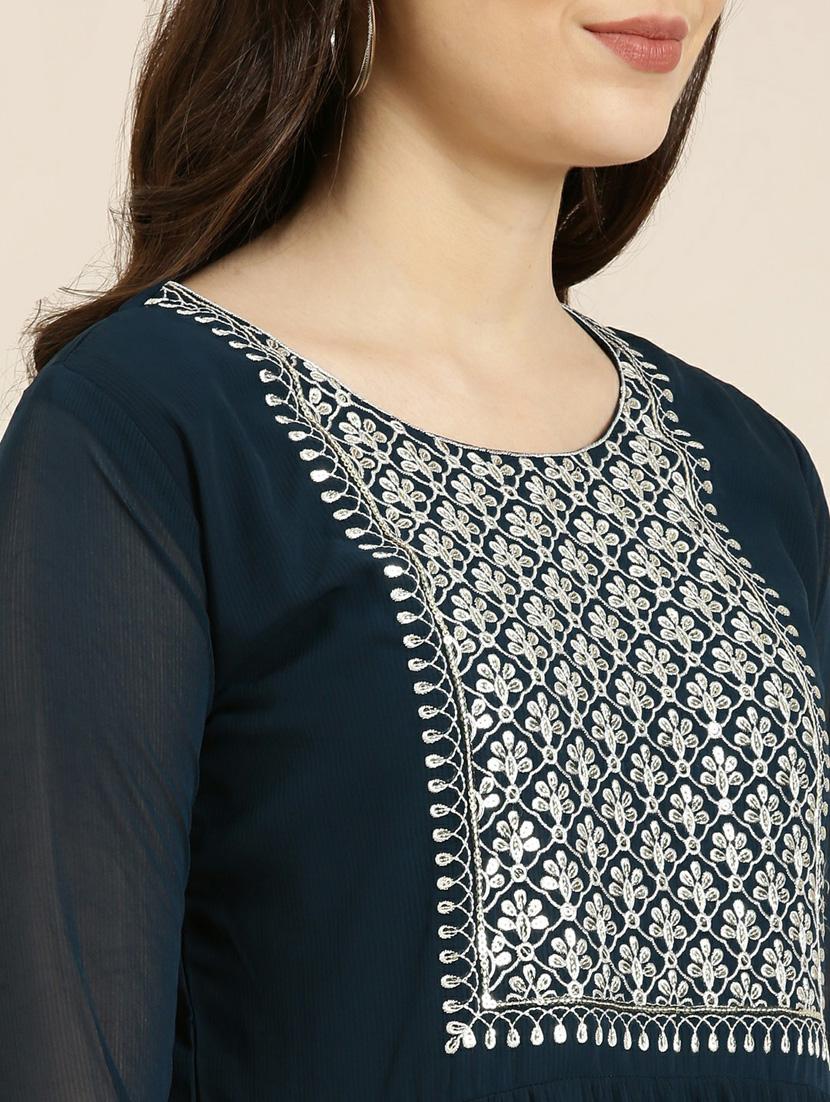 women embroidered tiered kurta - 20252392 - Standard Image - 4