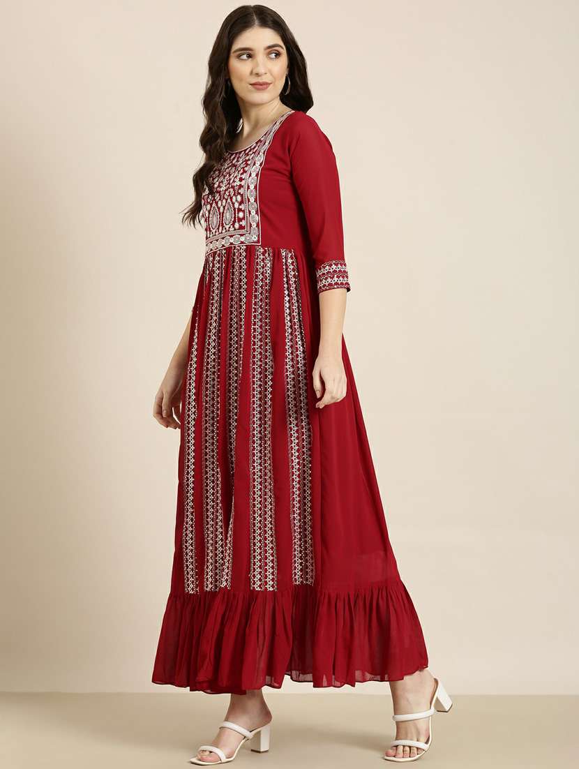 women embroidered tiered kurta - 20252393 - Standard Image - 1
