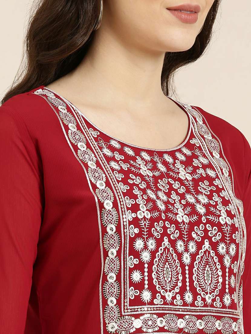 women embroidered tiered kurta - 20252393 - Standard Image - 4