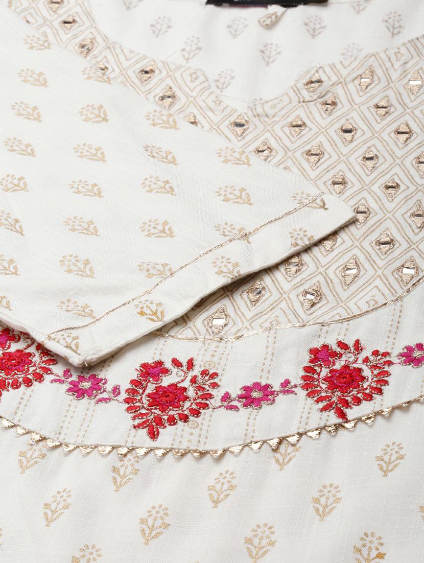 women yoke embroidered cotton straight kurta - 20252405 - Standard Image - 6