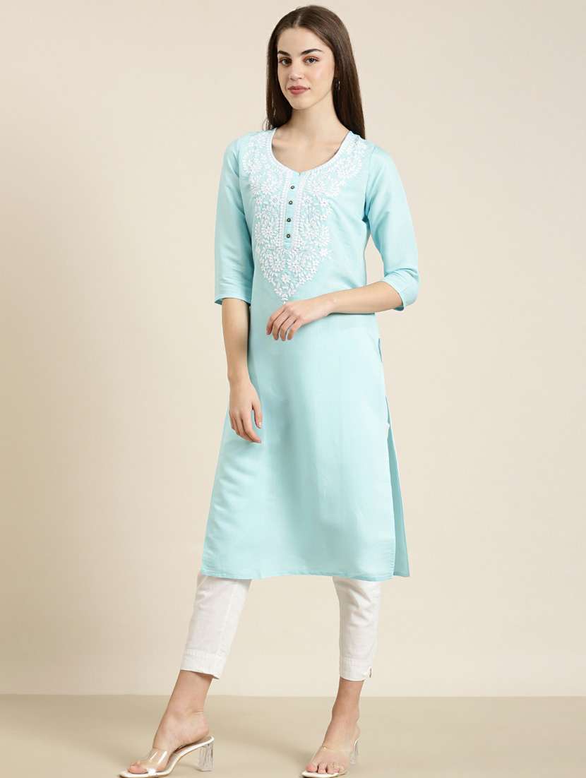 women embroidered straight kurta - 20252439 -  Standard Image - 1