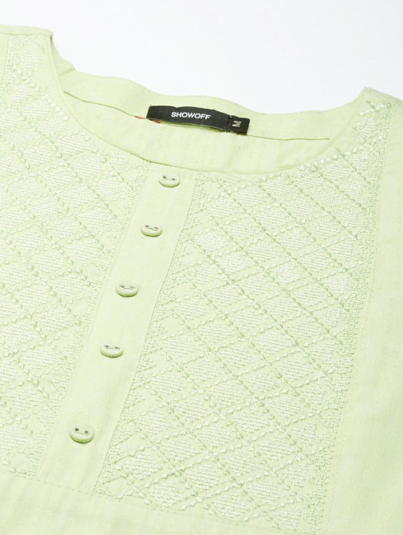 women round neck embroidered straight kurta - 20252500 - Standard Image - 6