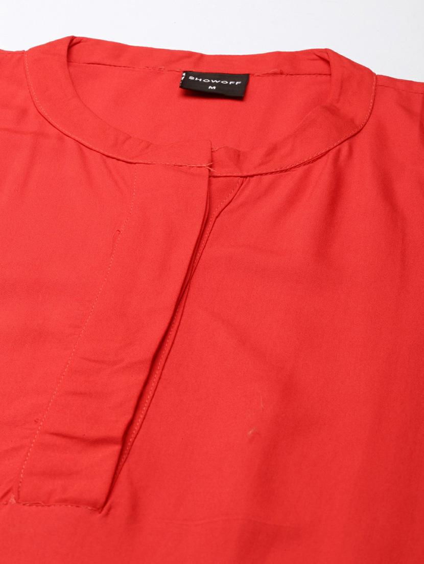 mandarin neck solid straight kurta - 20252509 - Standard Image - 6