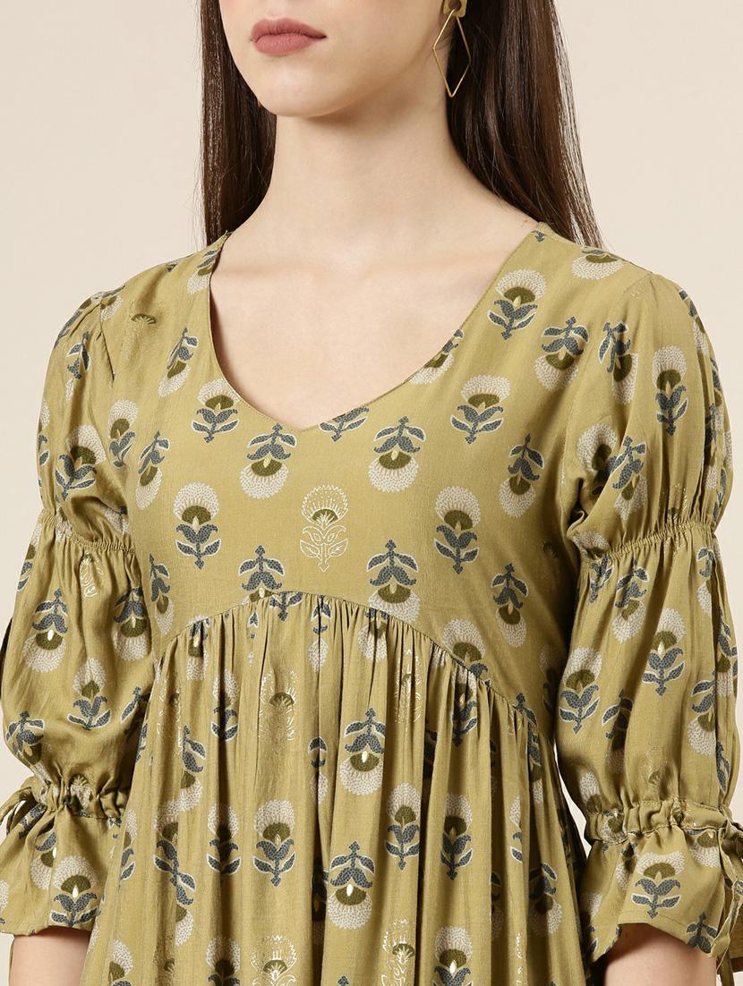 beige floral printed straight kurta - 20252518 - Standard Image - 4