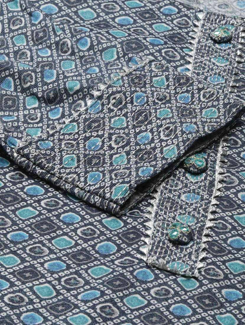 blue bandhani printed straight kurta - 20252550 -  Standard Image - 6