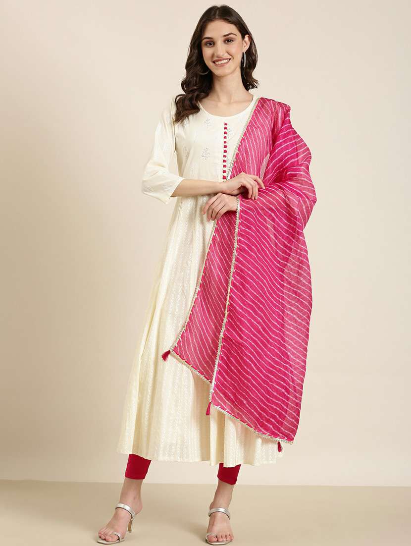 women hand block printed kurta dupatta set