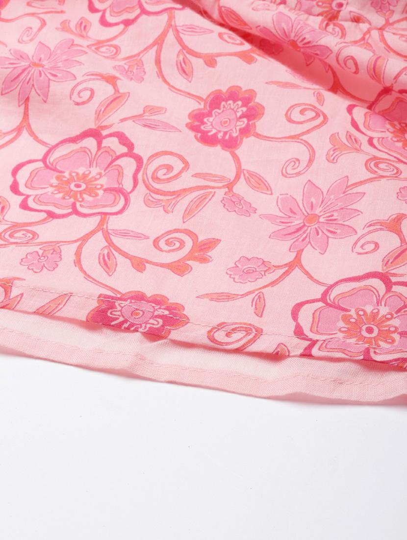 pink floral printed tiered kurta - 20252591 - Standard Image - 6
