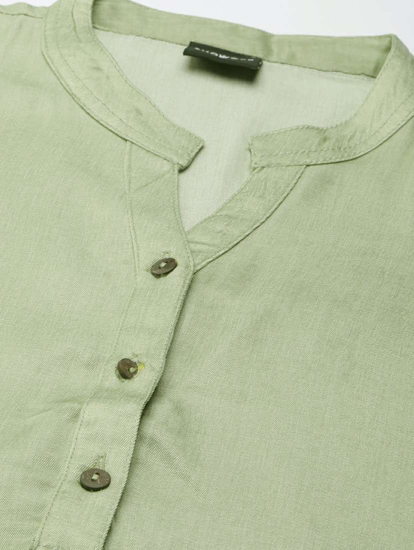 olive solid straight kurta - 20252602 -  Standard Image - 6