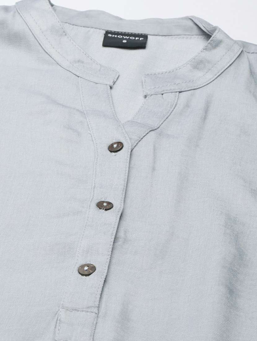 women mandarin neck solid straight kurta - 20252604 -  Standard Image - 6