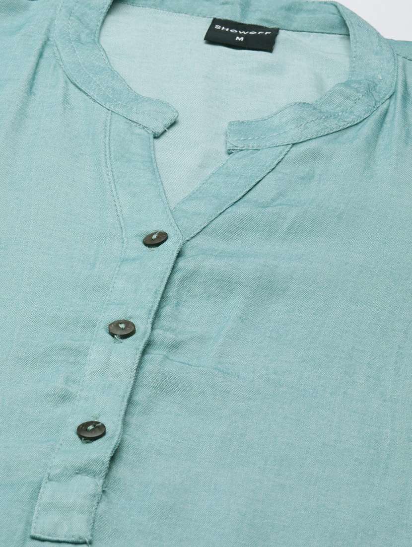 women mandarin neck solid straight kurta - 20252637 -  Standard Image - 6