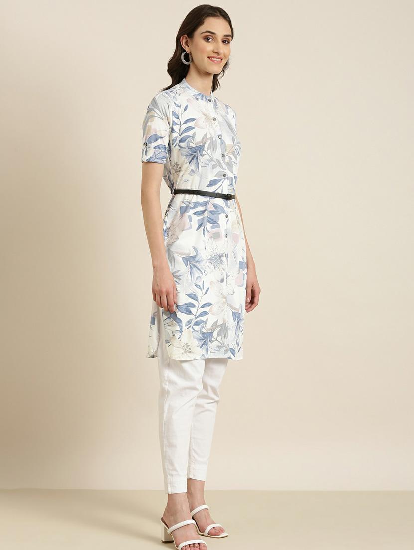 white cotton aline kurta - 20252651 -  Standard Image - 1