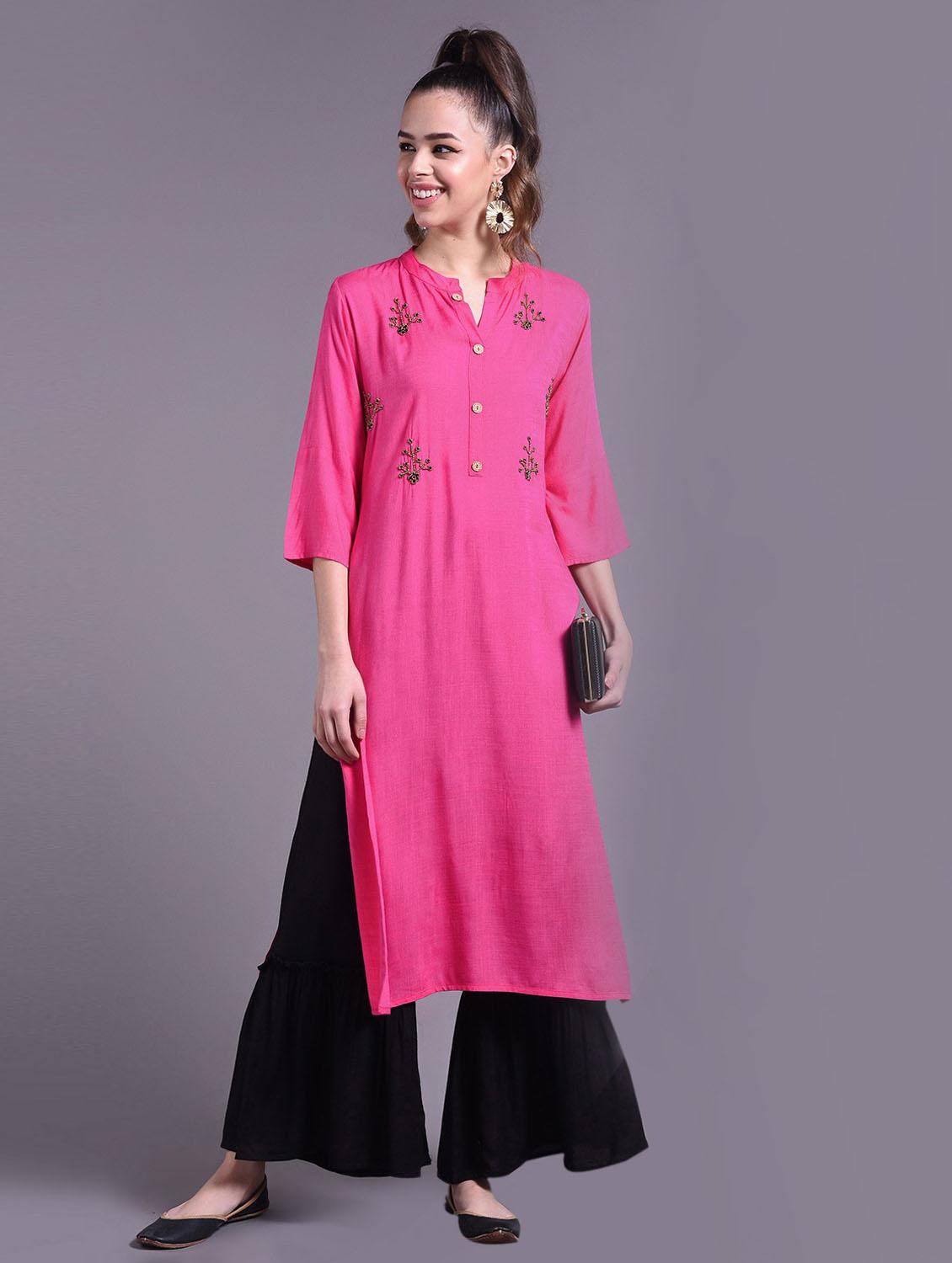pink colored kurta sharara set - 20254632 -  Standard Image - 1