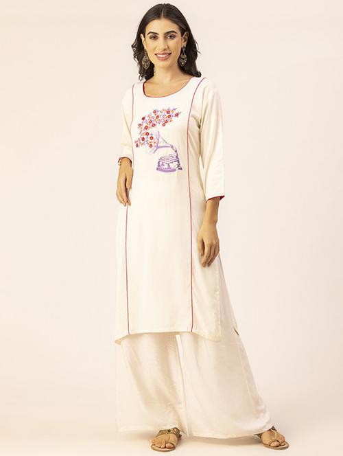 women embroidered straight kurta - 20254838 - Standard Image - 0